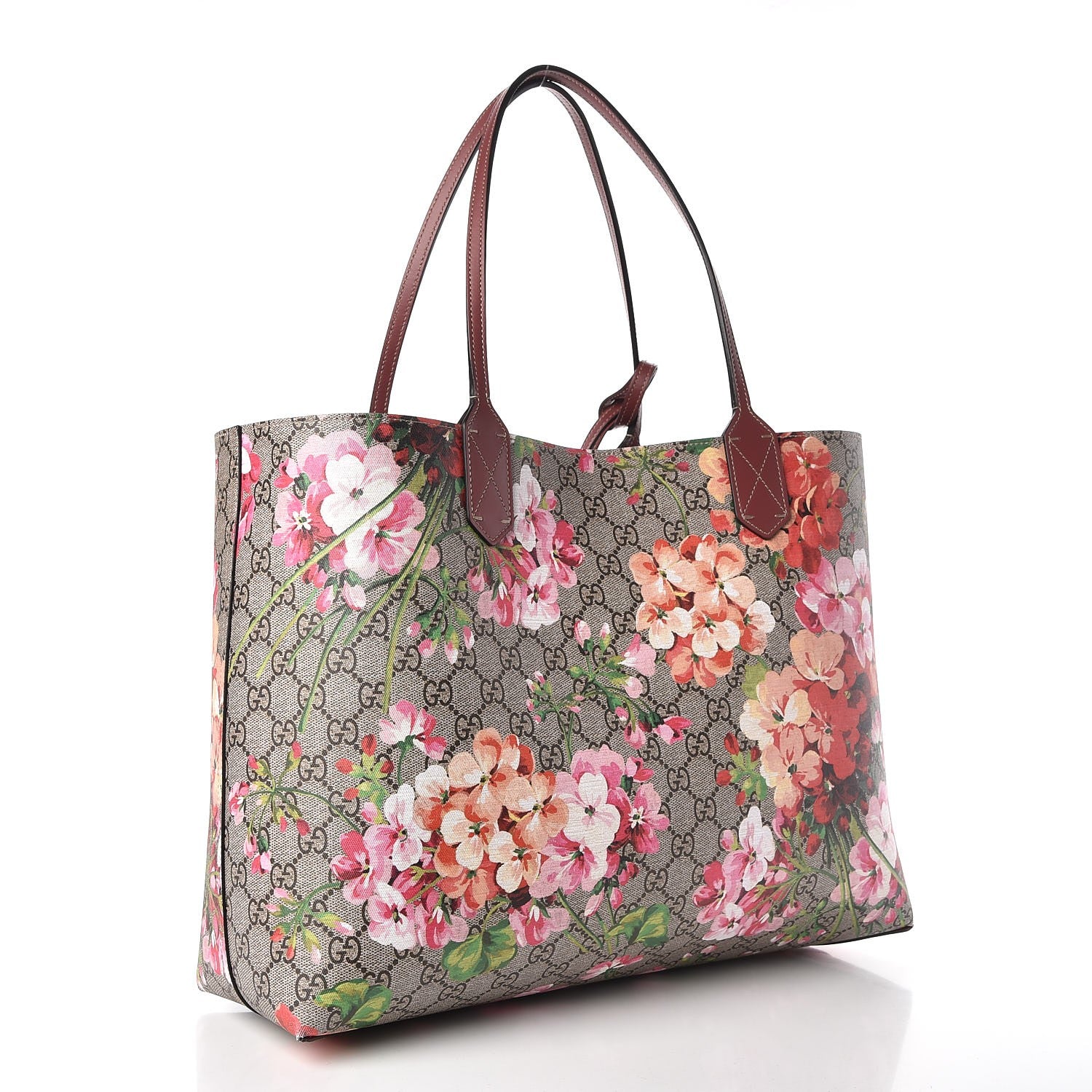 Gucci GG Supreme Monogram Blooms Medium Reversible Tote Beige Multicolor Dry Rose 5 of 9