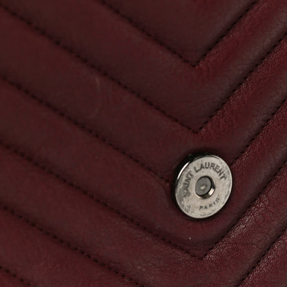 Saint Laurent Sheepskin Matelasse Chevron Monogram Medium College Bag Rouge Legion 16 of 24