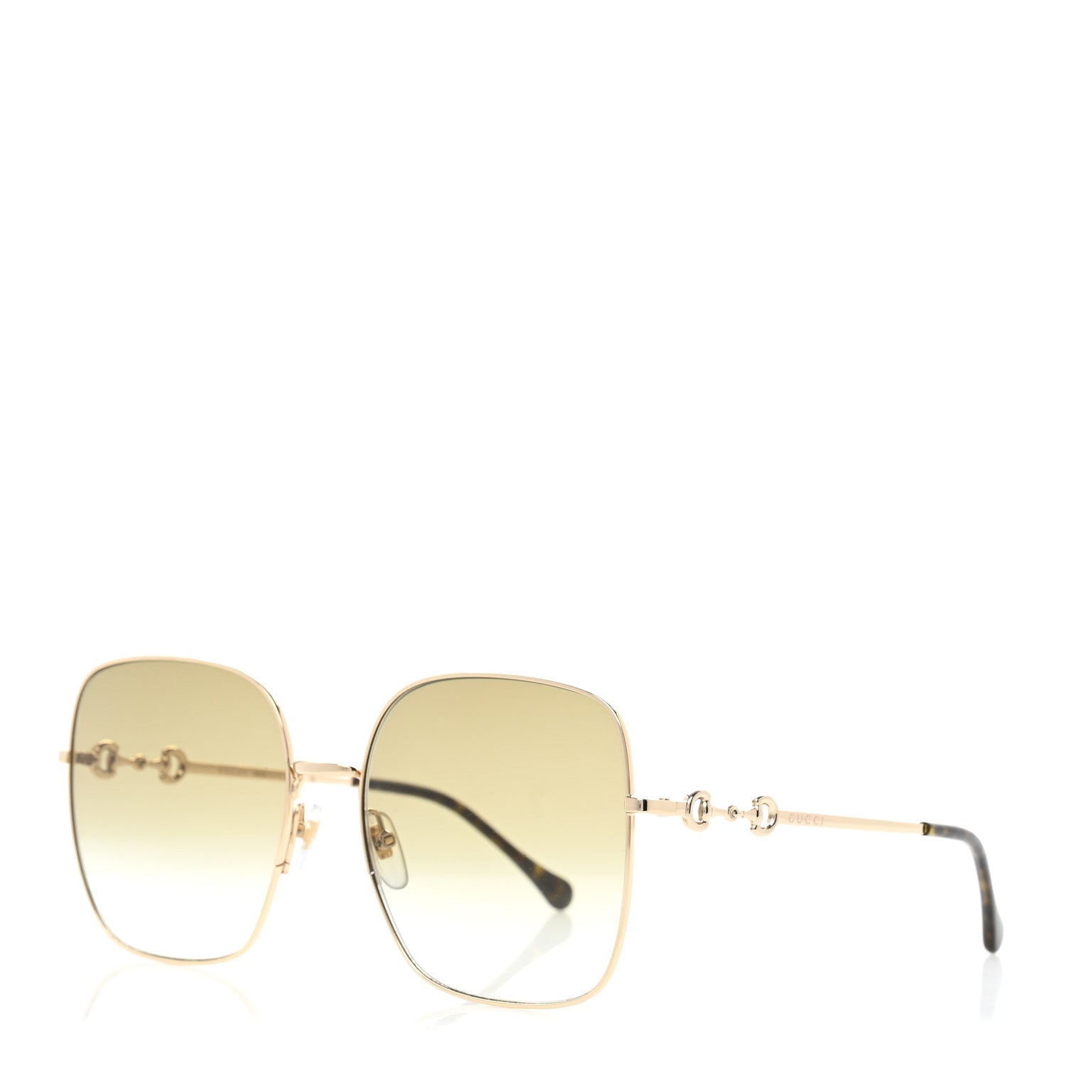 Gucci Metal Horsebit Square Frame Sunglasses GG0879S Gold 1 of 8