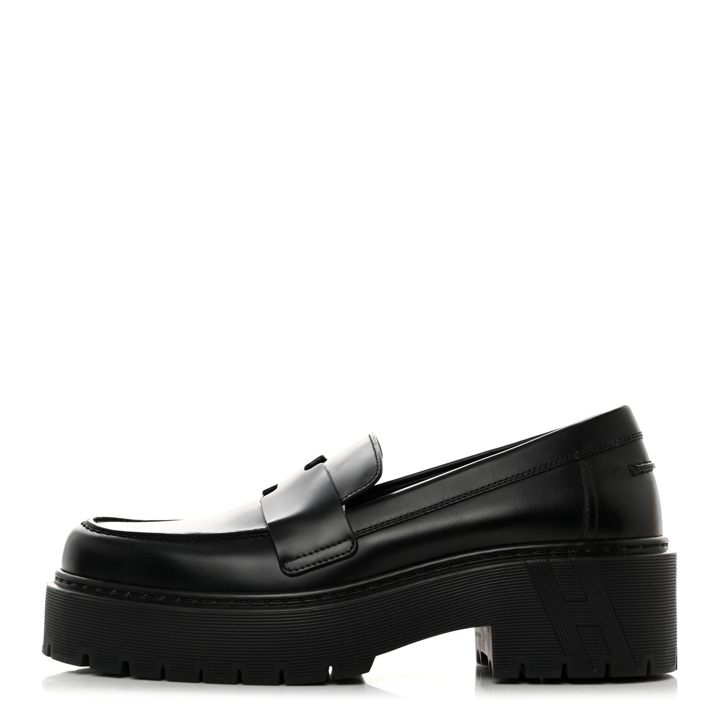 Glazed Calfskin Womens Hitch Loafers 37 Black