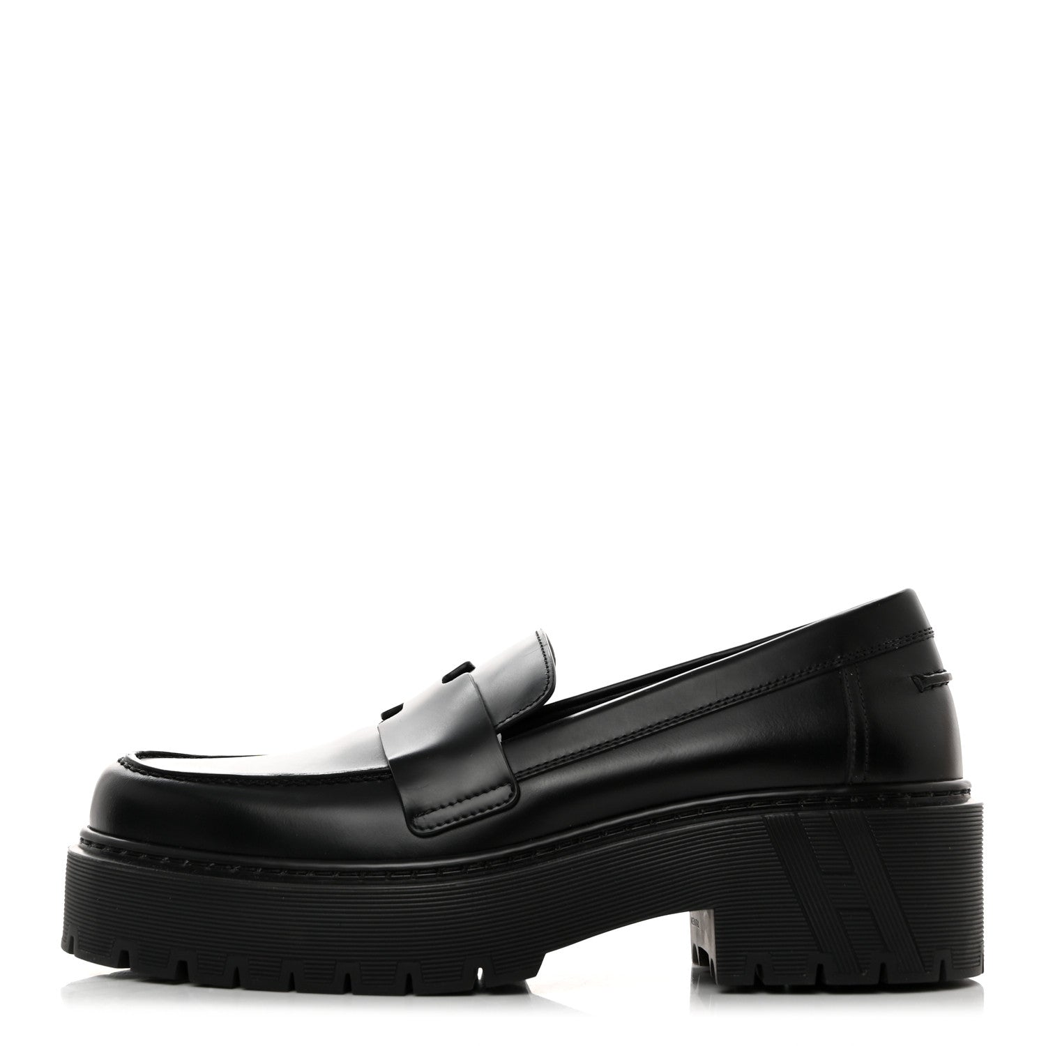 Hermes Glazed Calfskin Womens Hitch Loafers 37 Black 1 of 9