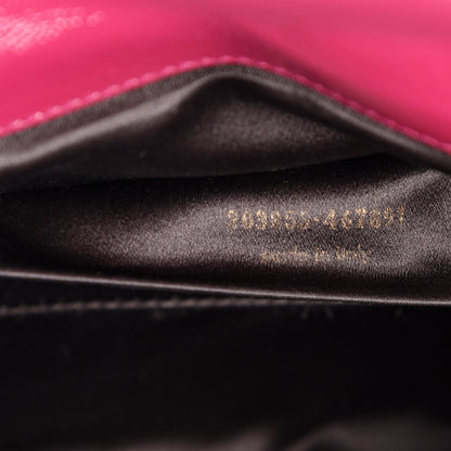 Saint Laurent Textured Patent Monogram Large Belle De Jour Clutch Fuchsia 6 of 11