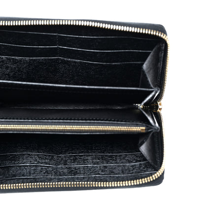 Gucci Textured Calfskin Gucci Script Zip Around Wallet Black 6 of 8