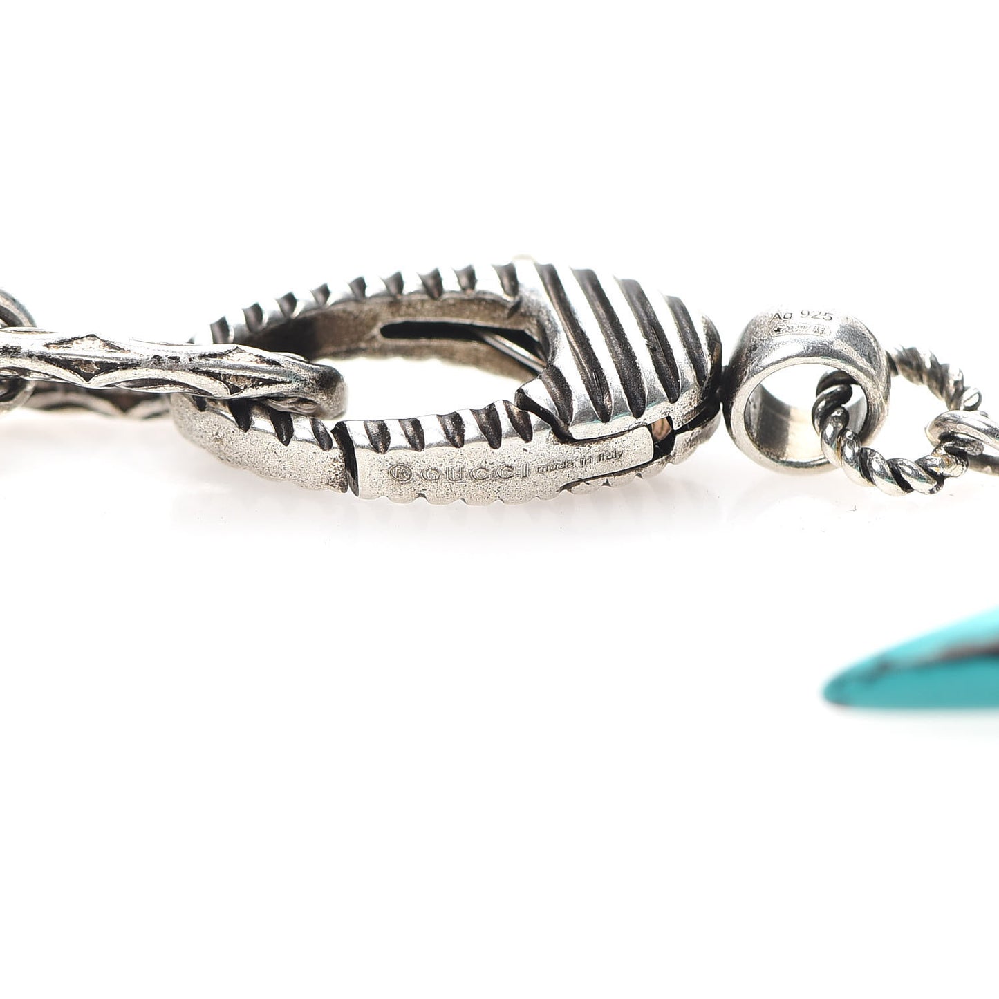 Sterling Silver Resin Horn Necklace Turquoise
