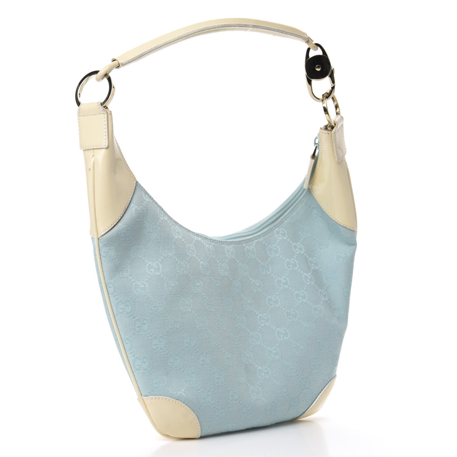 Gucci Monogram Patent Small Hobo Blue 3 of 17