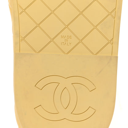 Chanel Lambskin Quilted CC Mules Sandals 38 Yellow 6 of 8