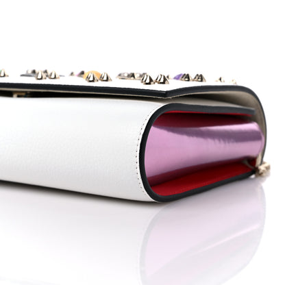 Christian Louboutin Grained Calfskin Spikes Loubinthesky Paloma Wallet On Chain White 9 of 11
