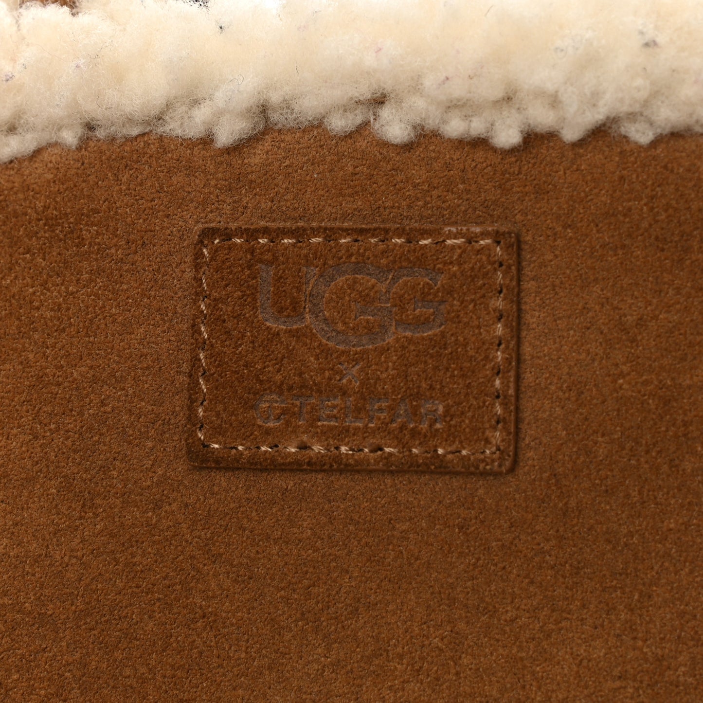 X UGG Suede Shearling Small Shopping Bag Chestnut