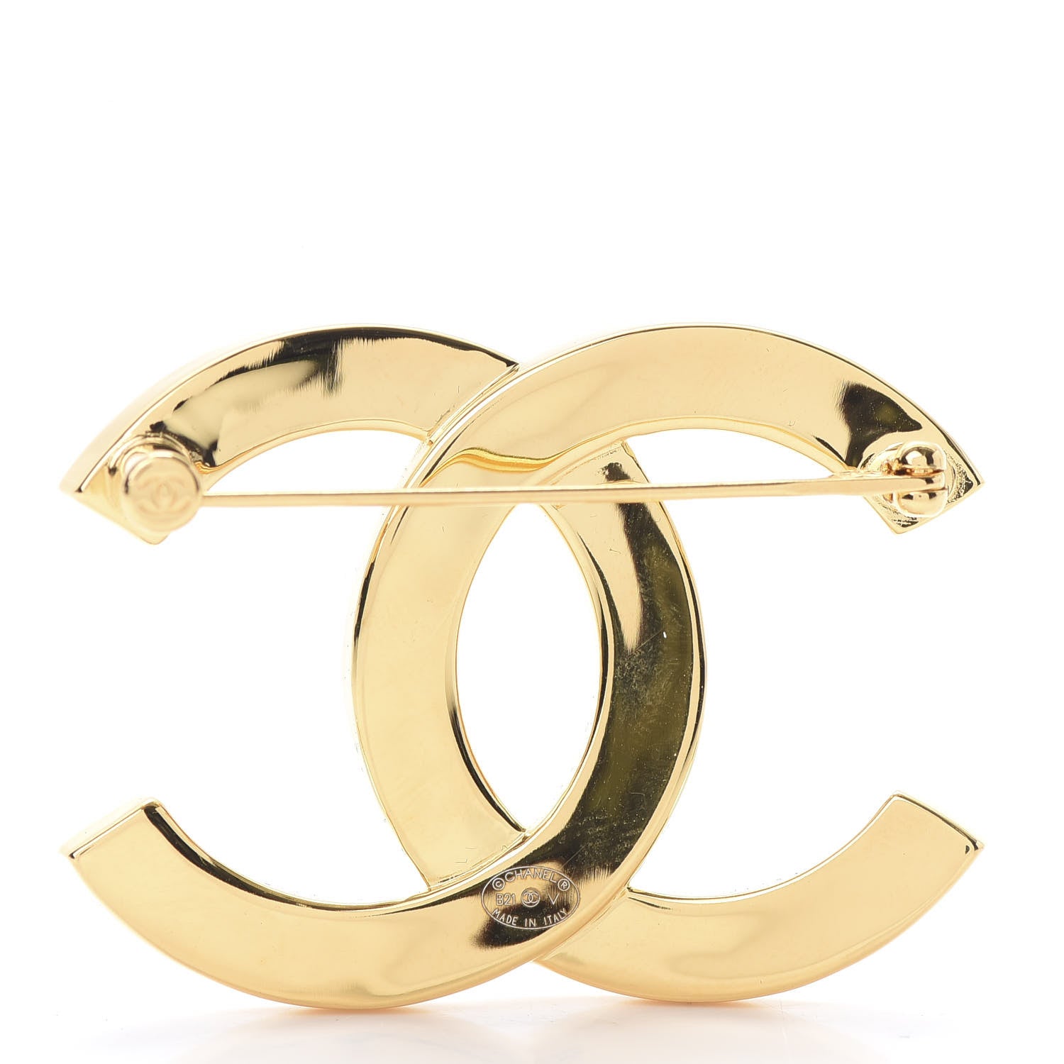 Chanel Metal Paris Button CC Large Brooch Gold 3 of 5