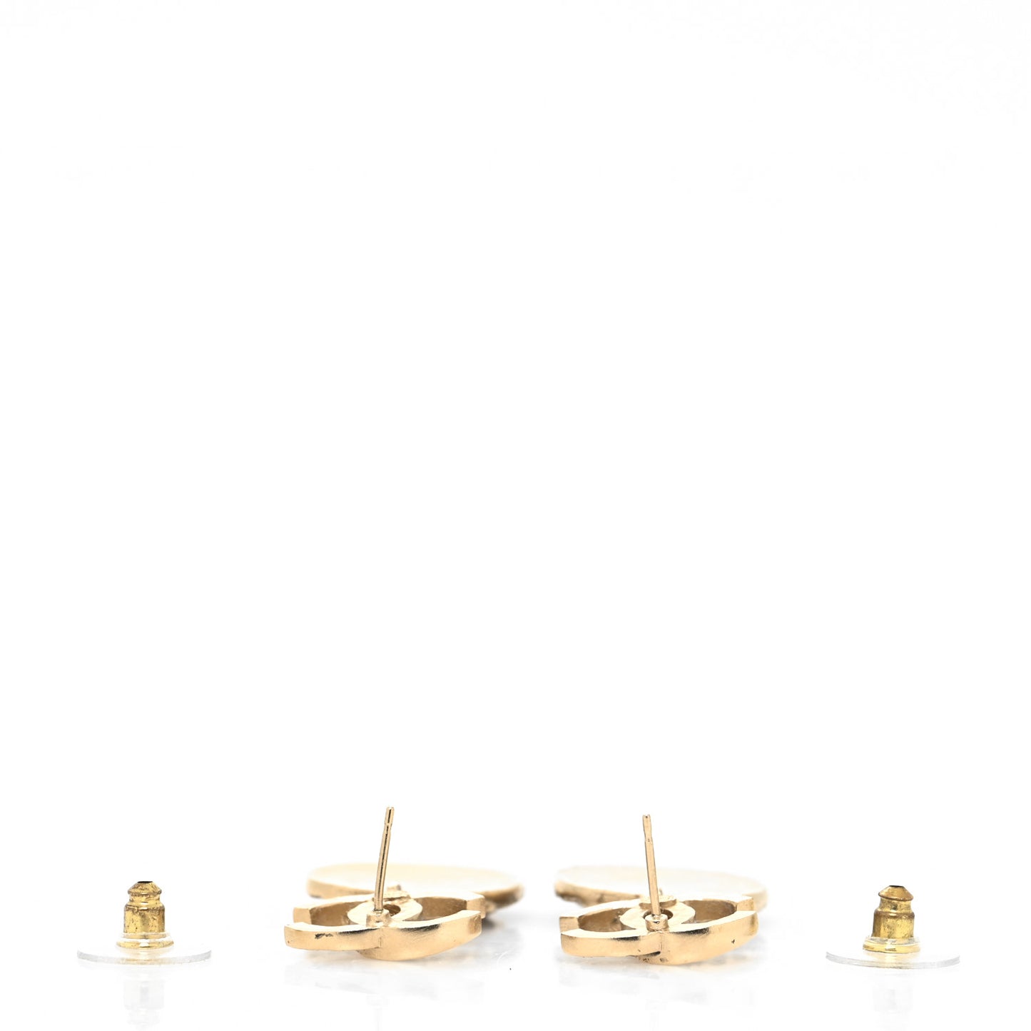 Crystal CC Medallion Drop Earrings Gold