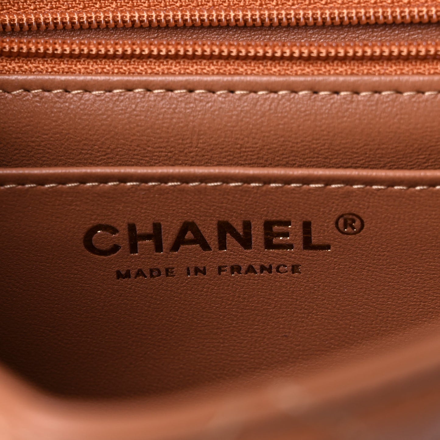 Lambskin Quilted Mini Square Flap Brown