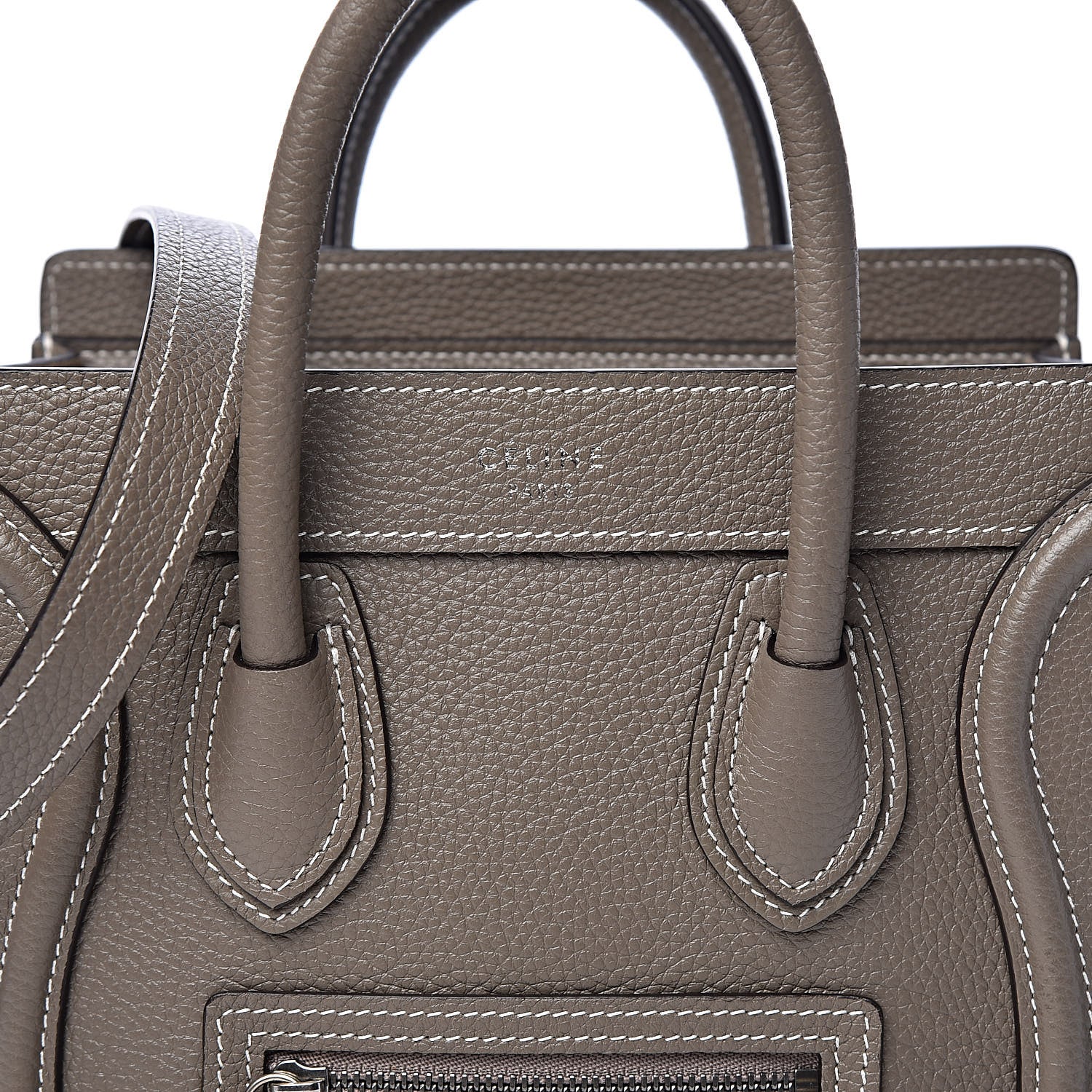 Celine Drummed Calfskin Nano Luggage Souris 10 of 10