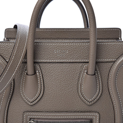 Celine Drummed Calfskin Nano Luggage Souris 10 of 10