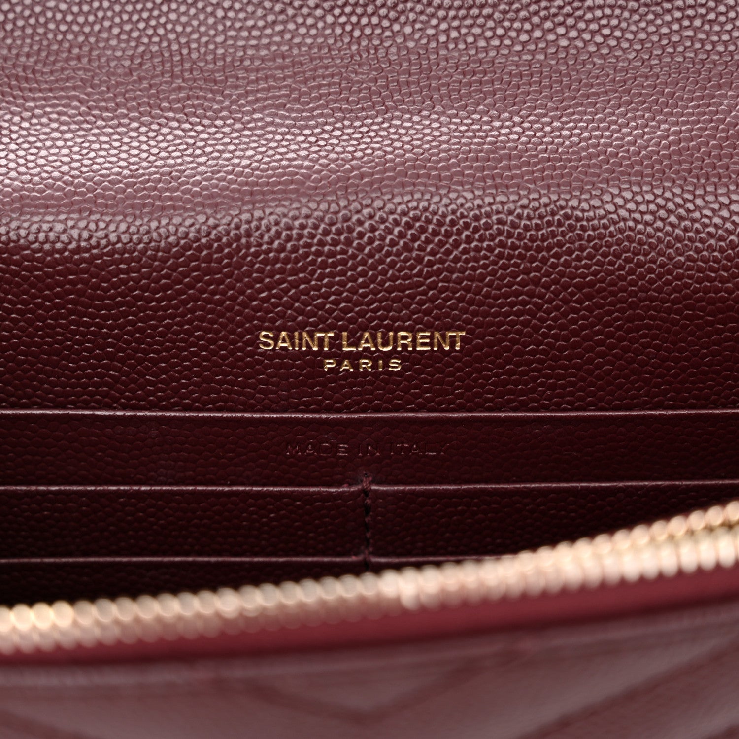 Saint Laurent Grain De Poudre Matelasse Chevron Monogram Envelope Chain Wallet Rouge Legion 6 of 10