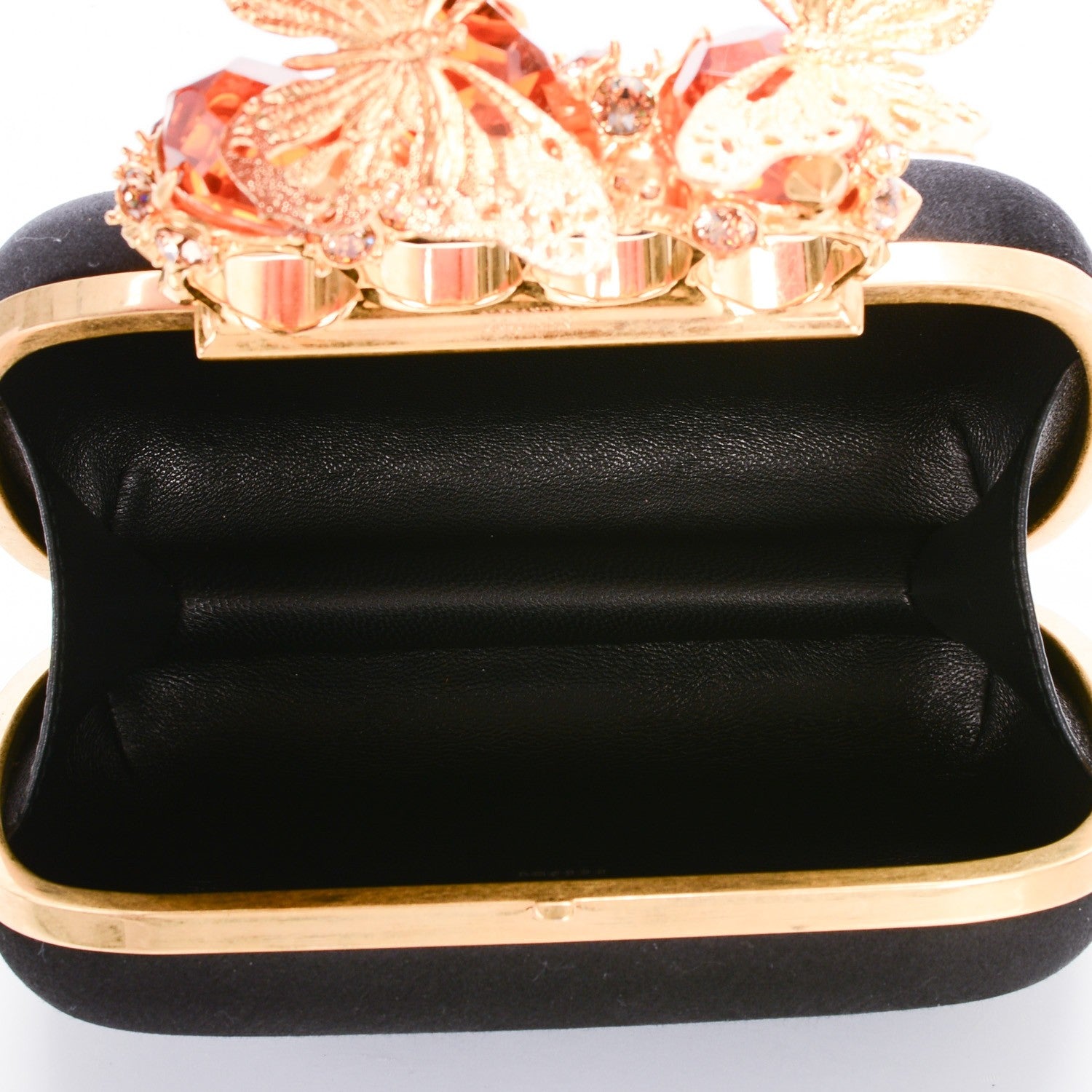 Alexander McQueen Satin Butterfly Knuckle Duster Box Clutch Black 5 of 8