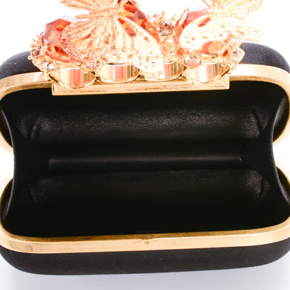 Alexander McQueen Satin Butterfly Knuckle Duster Box Clutch Black 5 of 8