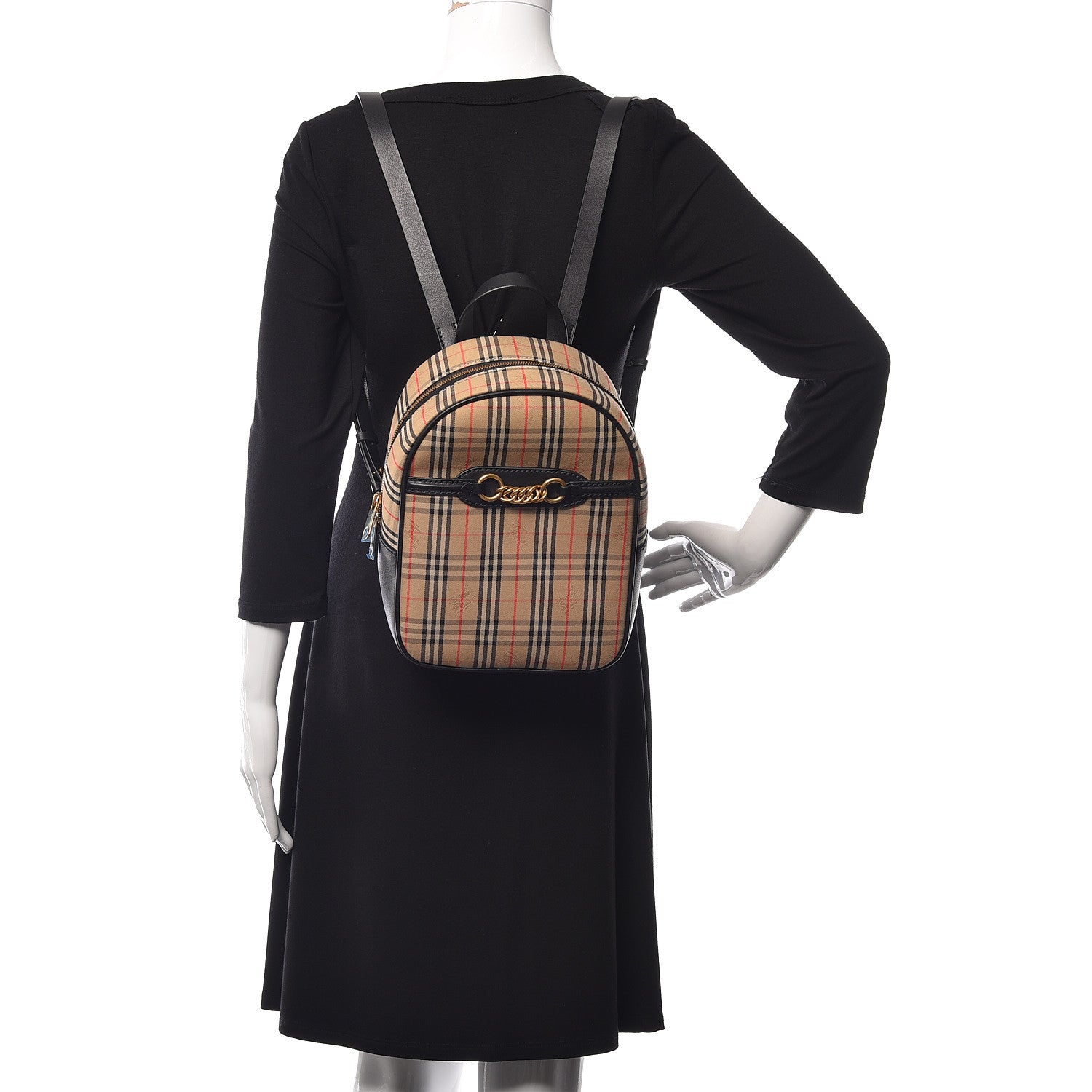 Burberry Smooth Calfskin 1983 Knight Check Link Backpack Black 2 of 10