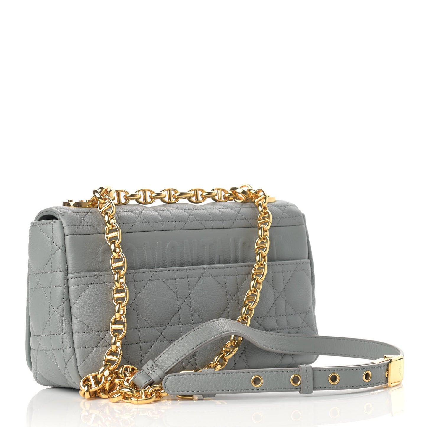 Calfskin Cannage Small Caro Bag Grey
