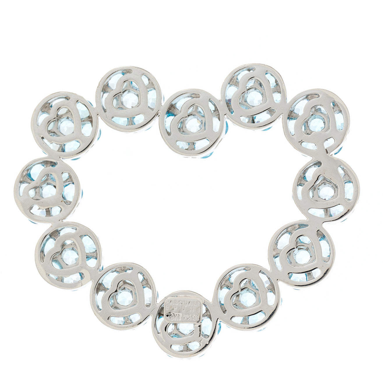 Pasquale Bruni 18K White Gold Blue Topaz Flower Heart Pendant 3 of 4
