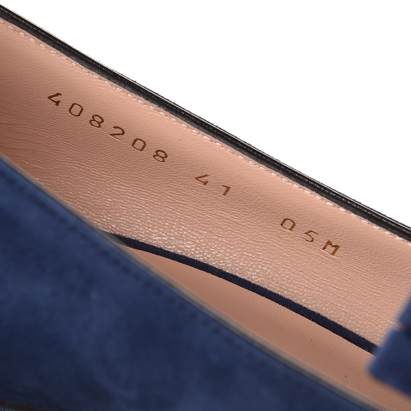 Kid Scamosciato GG Marmont Fringe 50mm Loafer Pumps 41 Blue Ink