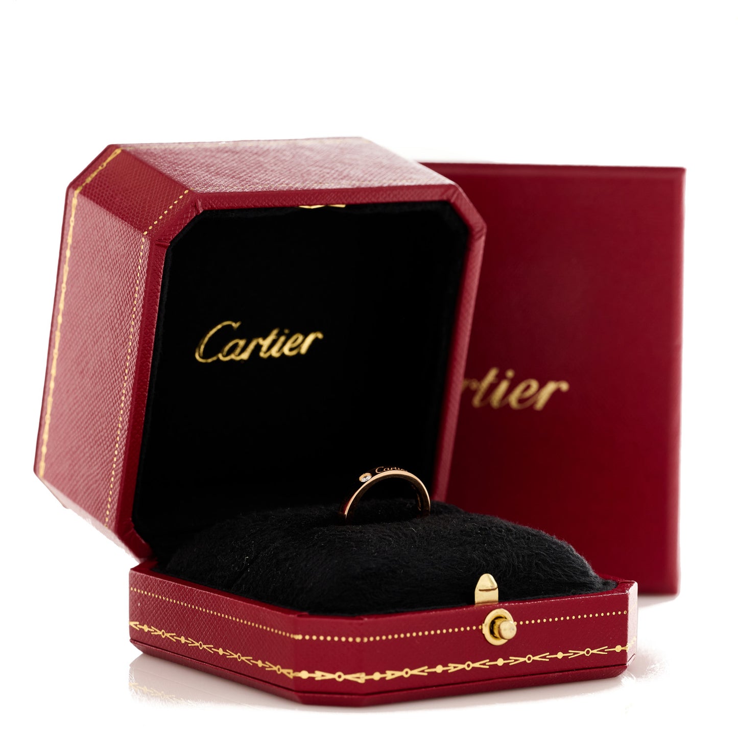 18K Pink Gold Diamond 3mm C De Cartier Wedding Band Ring 49 4.75