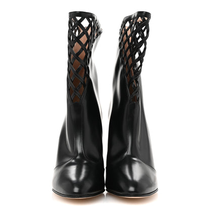 Gucci Plume Calfskin Damir Lattice Cutout Boots 38 Black 3 of 9