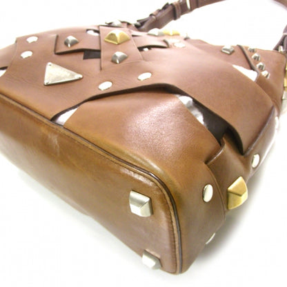 Prada Leather Woven Studded Lattice Shoulder Bag 5 of 11