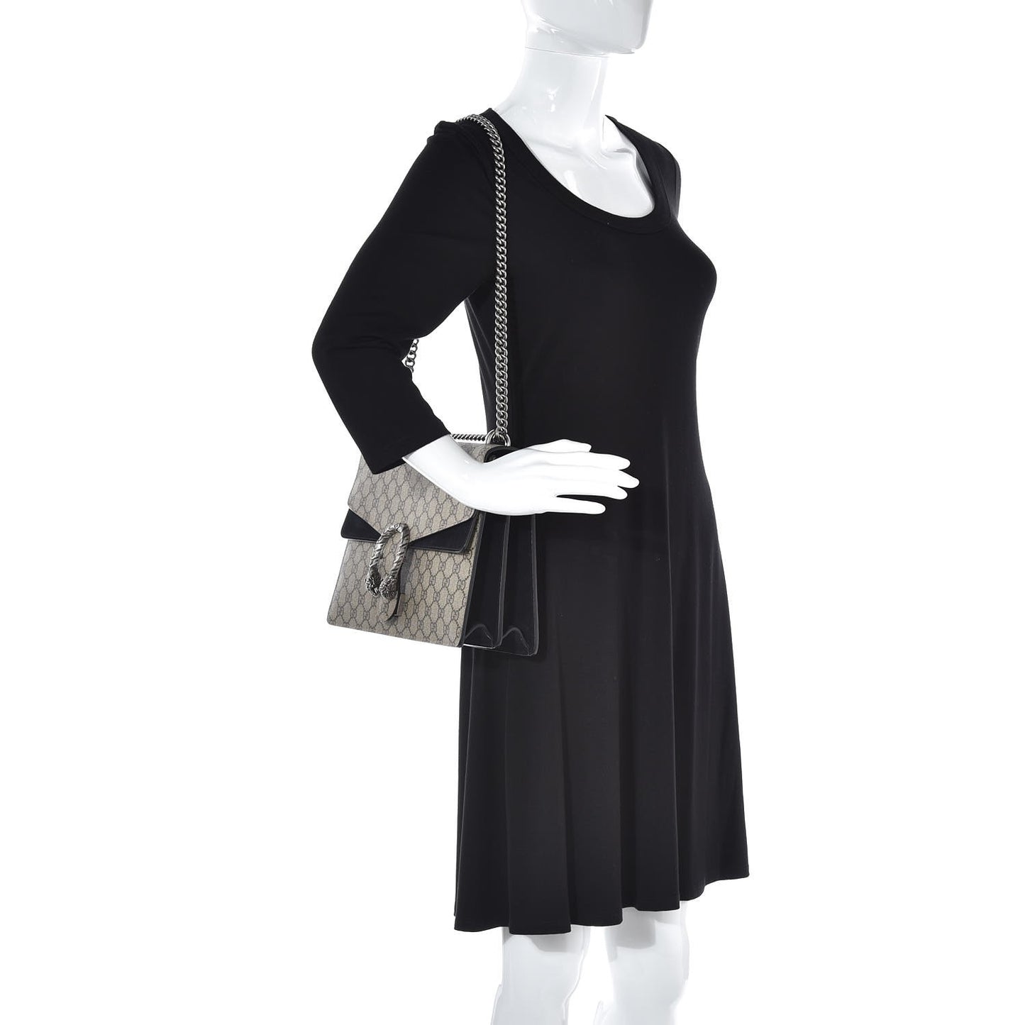 GG Supreme Monogram Medium Dionysus Shoulder Bag Black