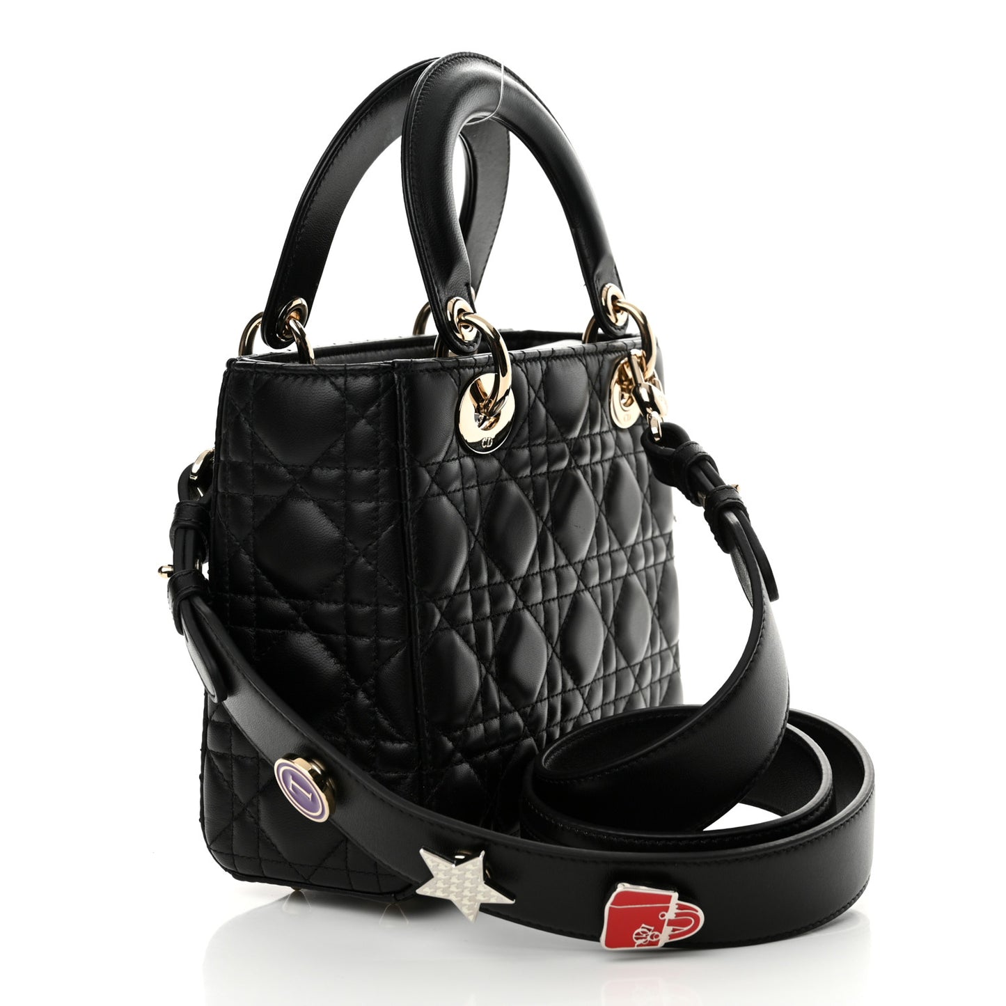 Lambskin Cannage Small Lucky Badges My Lady Dior Black