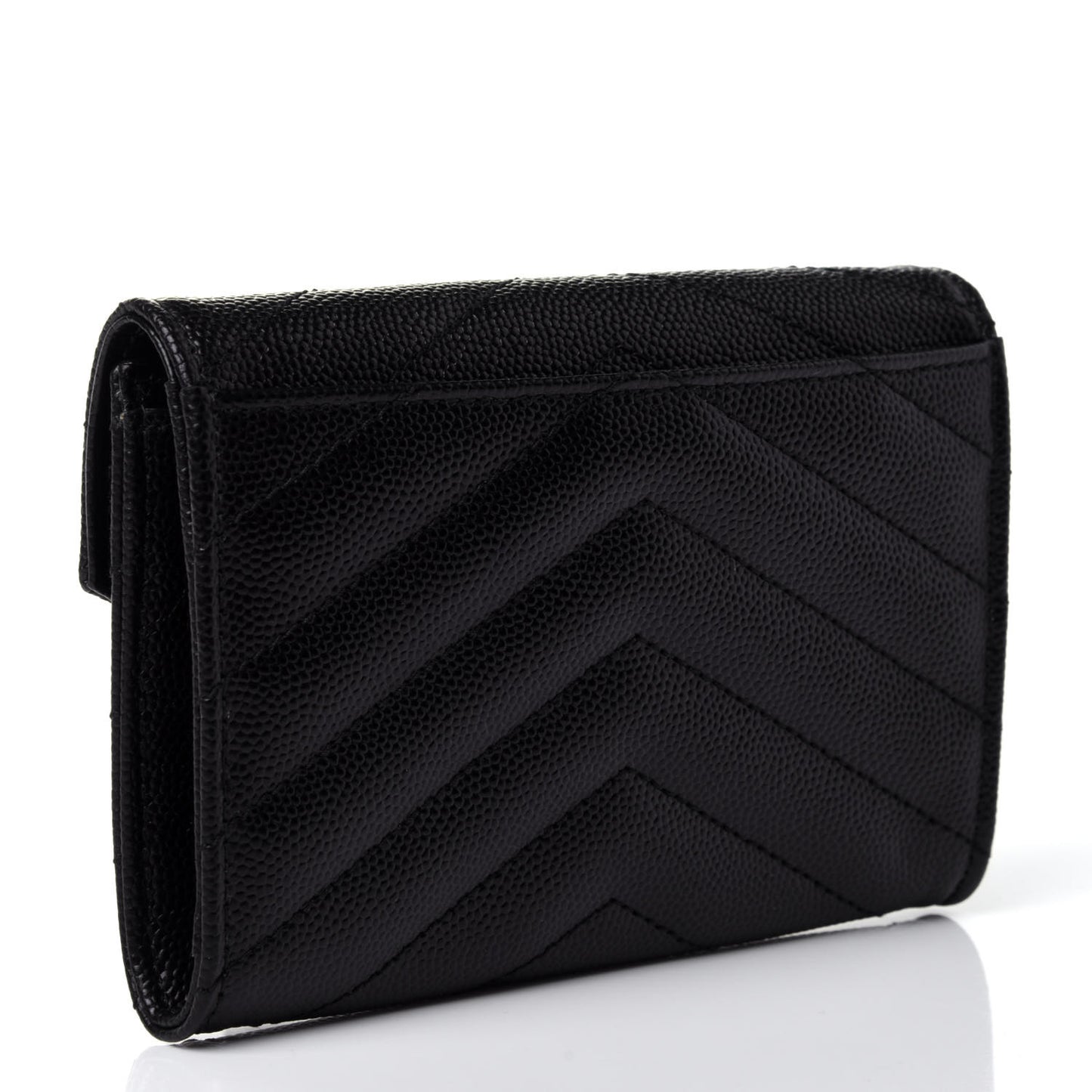 Grain De Poudre Matelasse Chevron Small Monogram Envelope Wallet Black