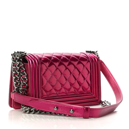 Chanel Metallic Patent Calfskin Quilted Small Boy Flap Pink 2 of 9