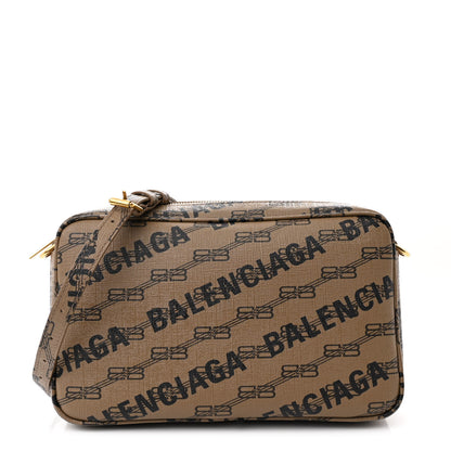 Balenciaga Coated Canvas BB Monogram Allover Logo Medium Signature Camera Bag Beige Brown Black 1 of 13