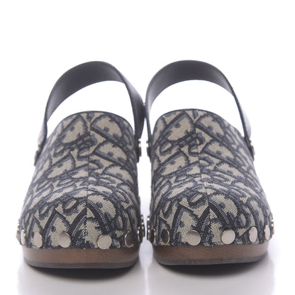 Christian Dior Canvas Oblique Diorquake 20mm Slingback Clogs 36 Deep Blue 2 of 8