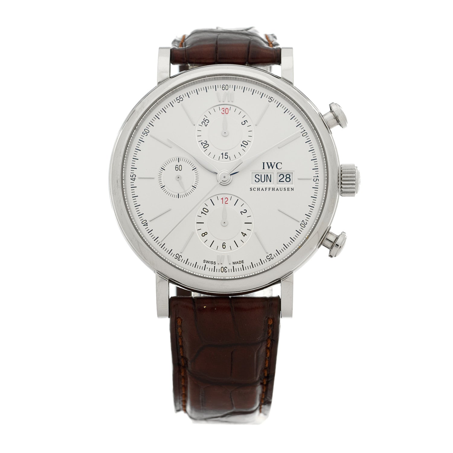 IWC Stainless Steel Alligator 42mm Portofino Chronograph Automatic Watch IW391027 1 of 4