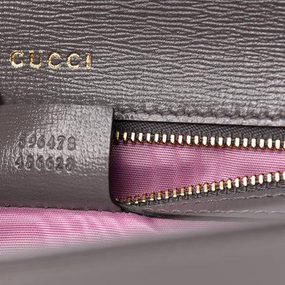 Gucci Textured Calfskin Silk Scarf Medium Torchon GG Ring Shoulder Bag Grey 7 of 11