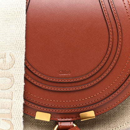 Chloe Linen Calfskin Small Marcie Saddle Bag Sepia Brown 7 of 9