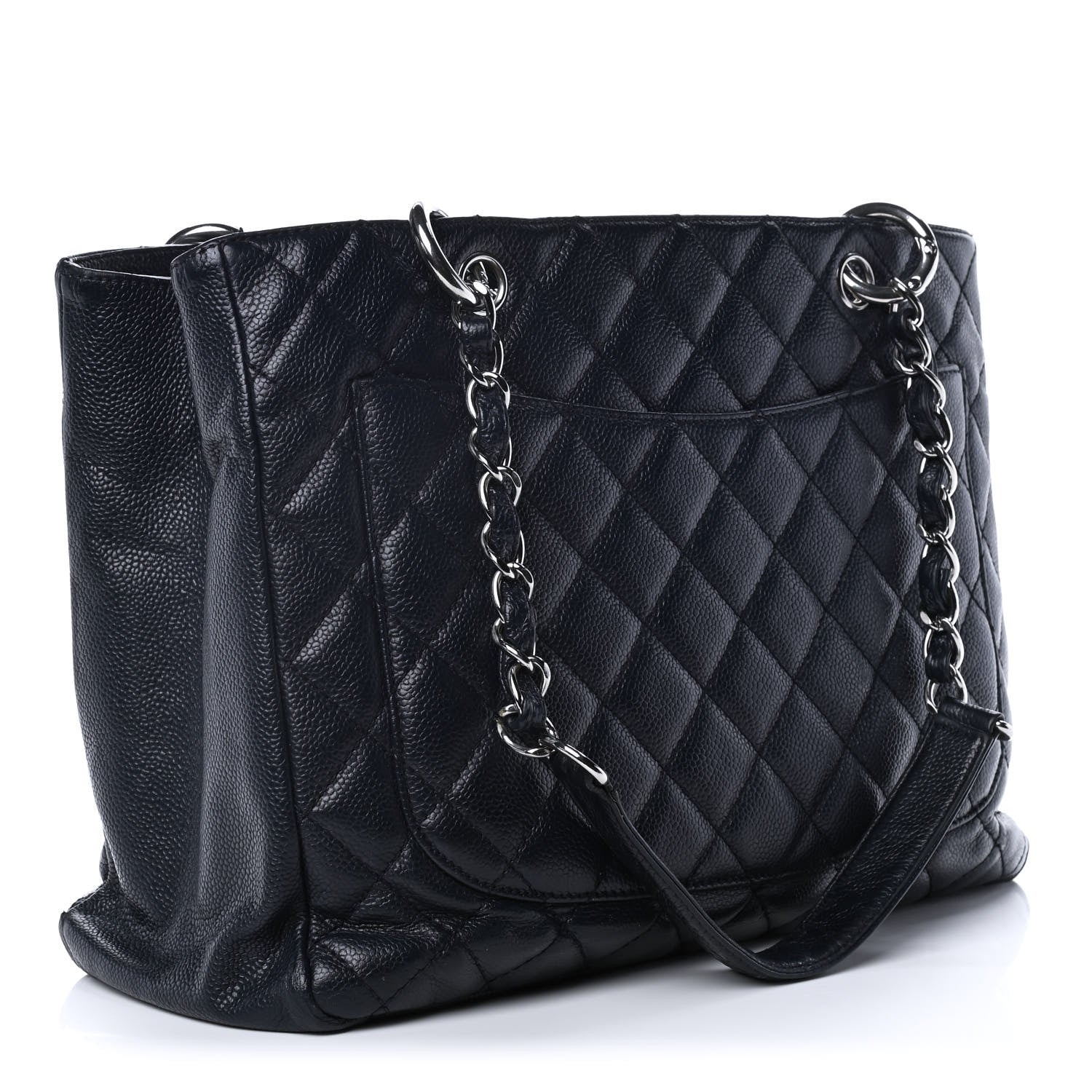 Chanel Caviar Quilted Grand Shopping Tote GST Navy Blue 3 of 10