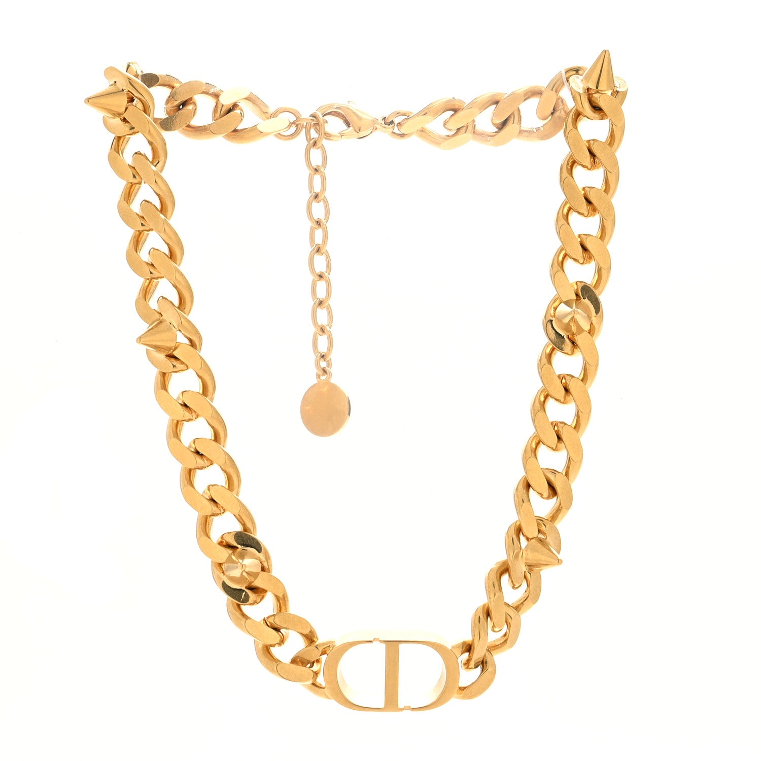 Christian Dior Metal CD Spikes Choker Necklace Gold 1156714