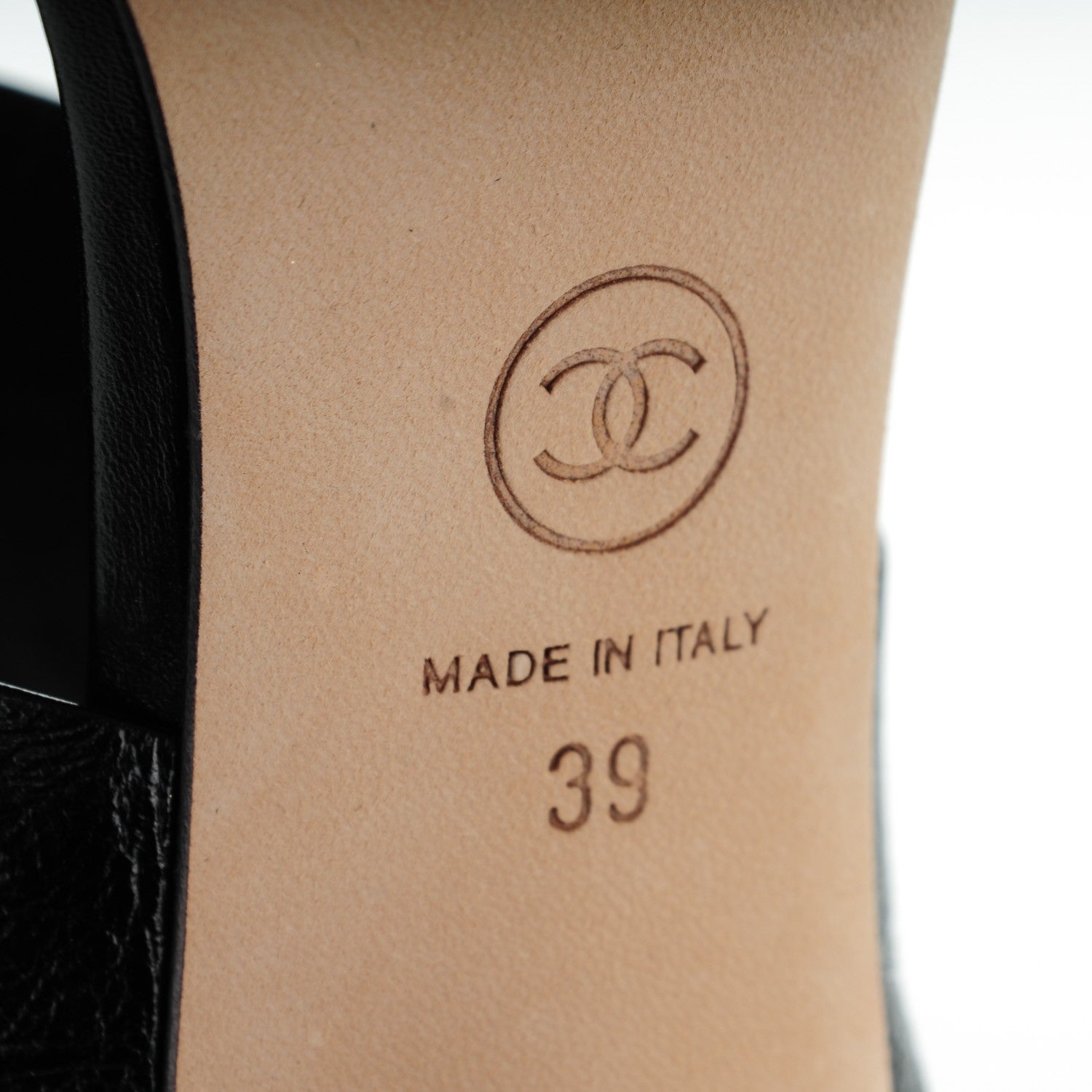 Chanel Crumpled Patent Calfskin CC Sandals 39 Black 6 of 9