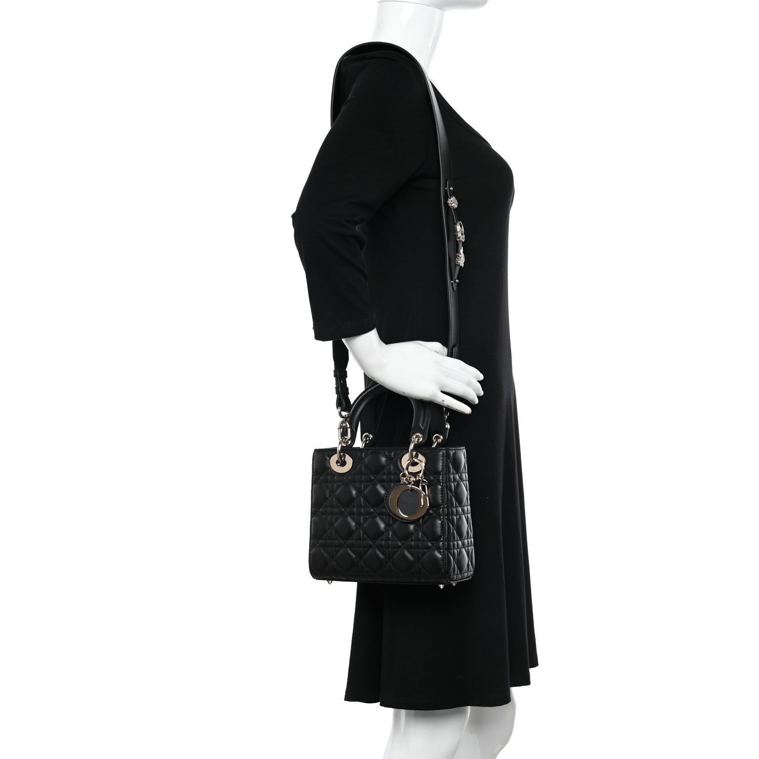 Christian Dior Lambskin Cannage Small My ABCDior Lady Dior Black 2 of 11