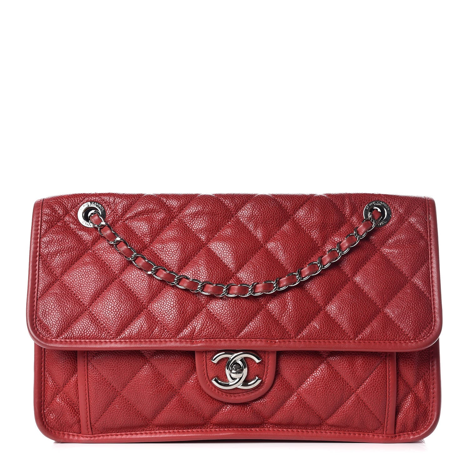Chanel Caviar Quilted Large French Riviera Flap Red 1 of 13