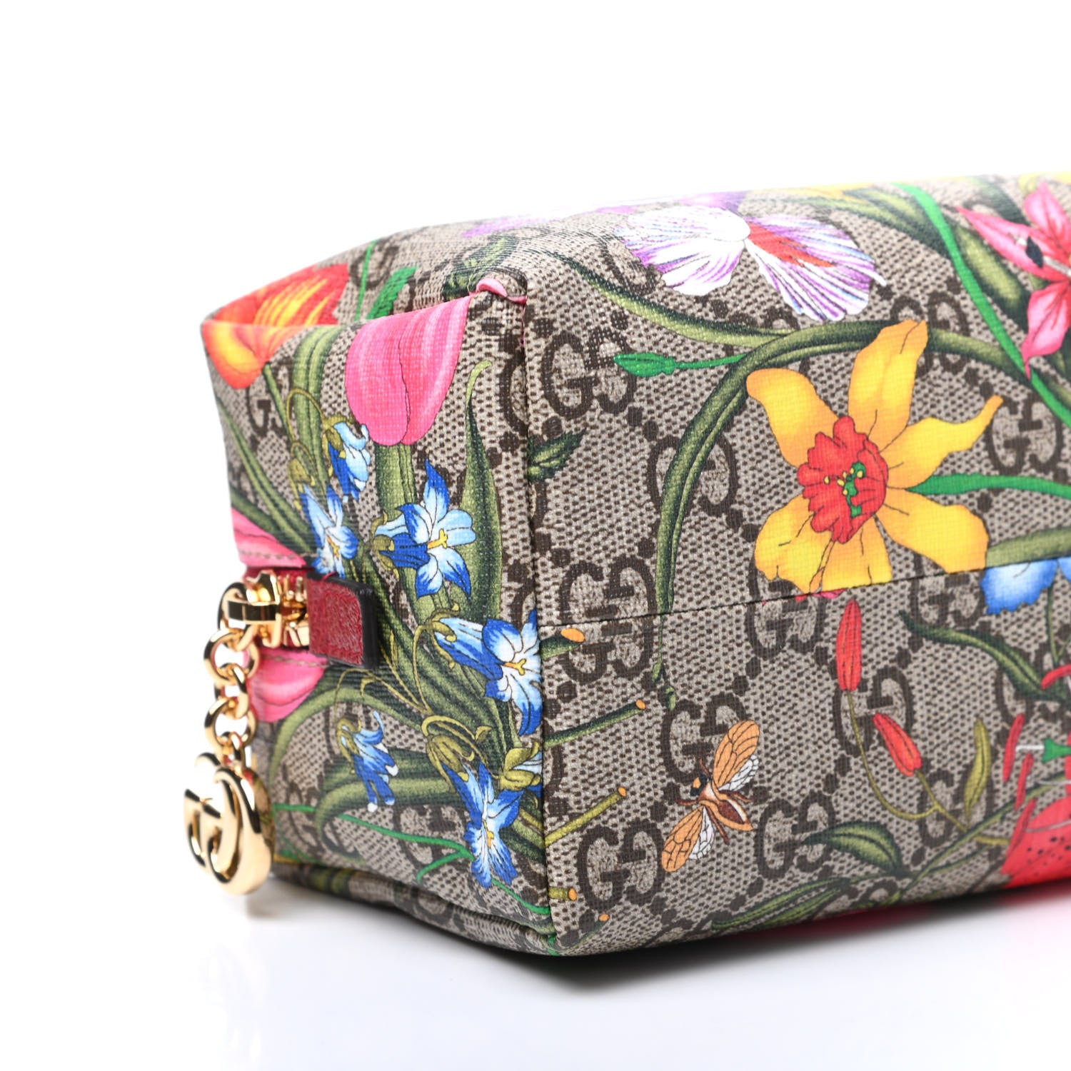 Gucci Soft GG Supreme Monogram Flora Calfskin Medium Ophidia Cosmetic Case Beige Ebony Multicolor Rosso 8 of 10