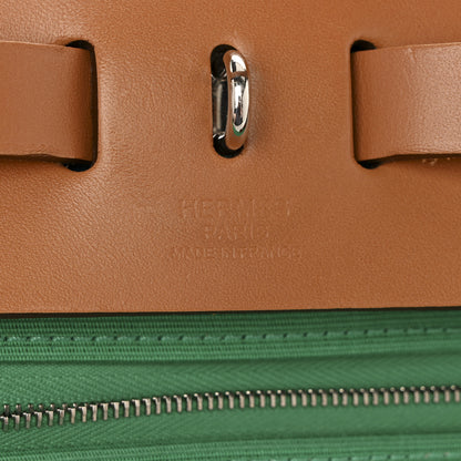 Hermes Military Toile Vache Hunter Herbag Zip Retourne 31 PM Bleu Azteque Menthe Natural 7 of 13