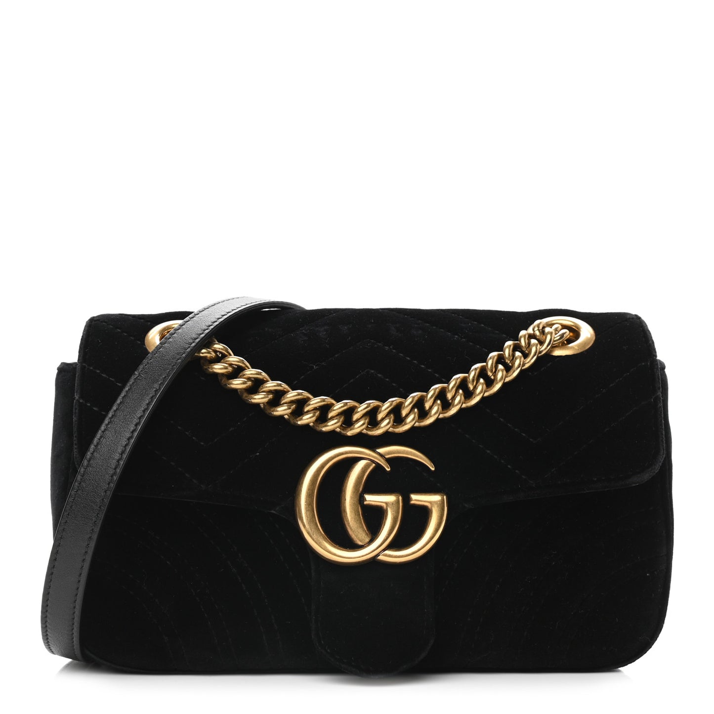 Velvet Matelasse Mini GG Marmont Shoulder Bag Black
