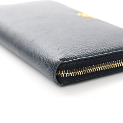 Prada Saffiano Metal Large Zip Around Travel Wallet Baltico 13 of 17