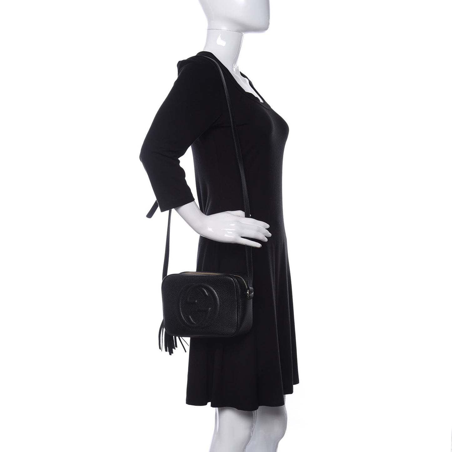Pebbled Calfskin Small Soho Disco Bag Black