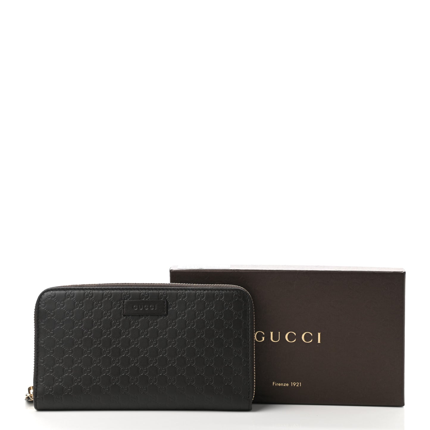 Microguccissima Large Zip Around Organizer Wallet Brown