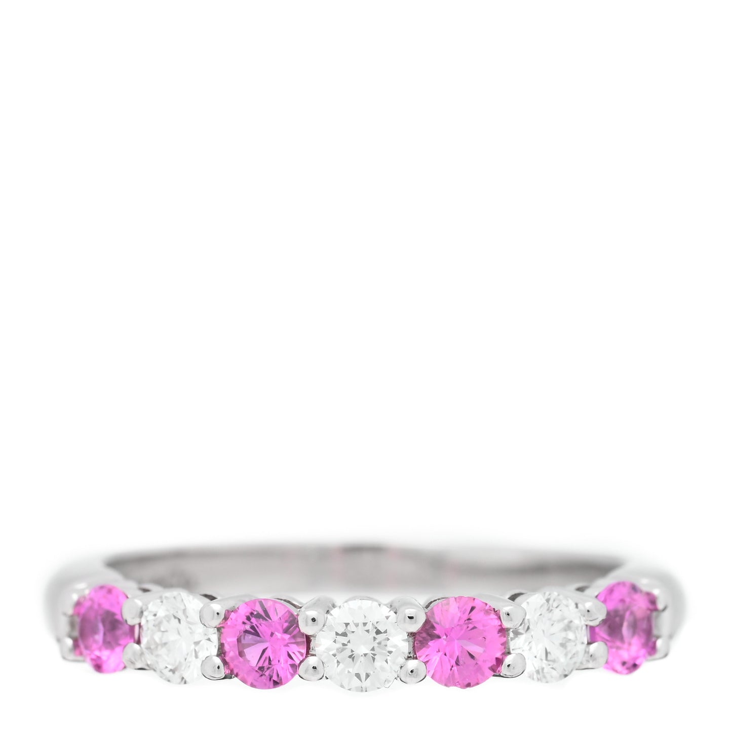 Platinum Diamond Pink Sapphire 3mm Embrace Half Circle Ring 51 5.75