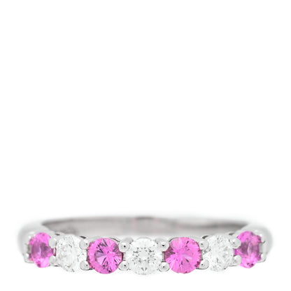 Tiffany Platinum Diamond Pink Sapphire 3mm Embrace Half Circle Ring 51 5.75 1 of 5