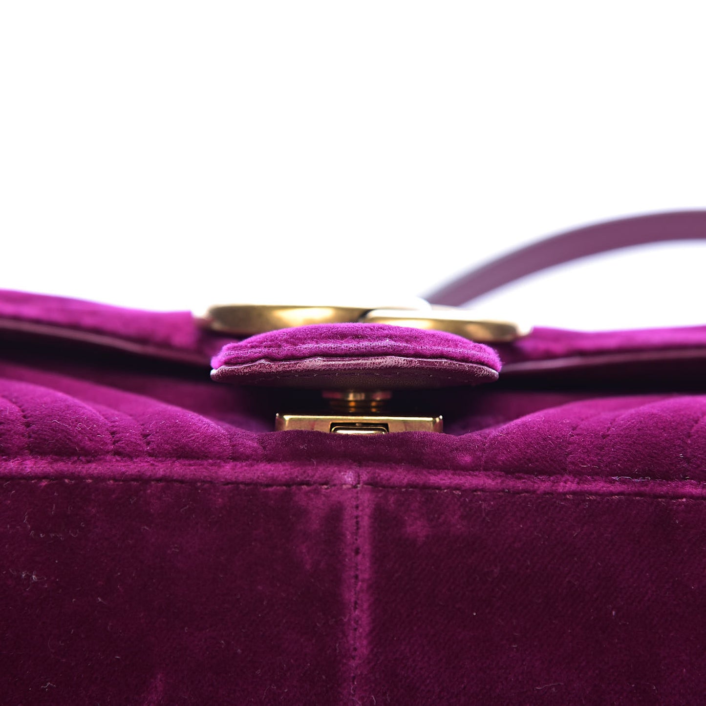 Velvet Matelasse Mini GG Marmont Shoulder Bag Fuchsia Violet Cyclamen